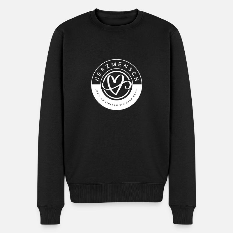 Herzmensch - Männer Premium Bio Pullover - Schwarz