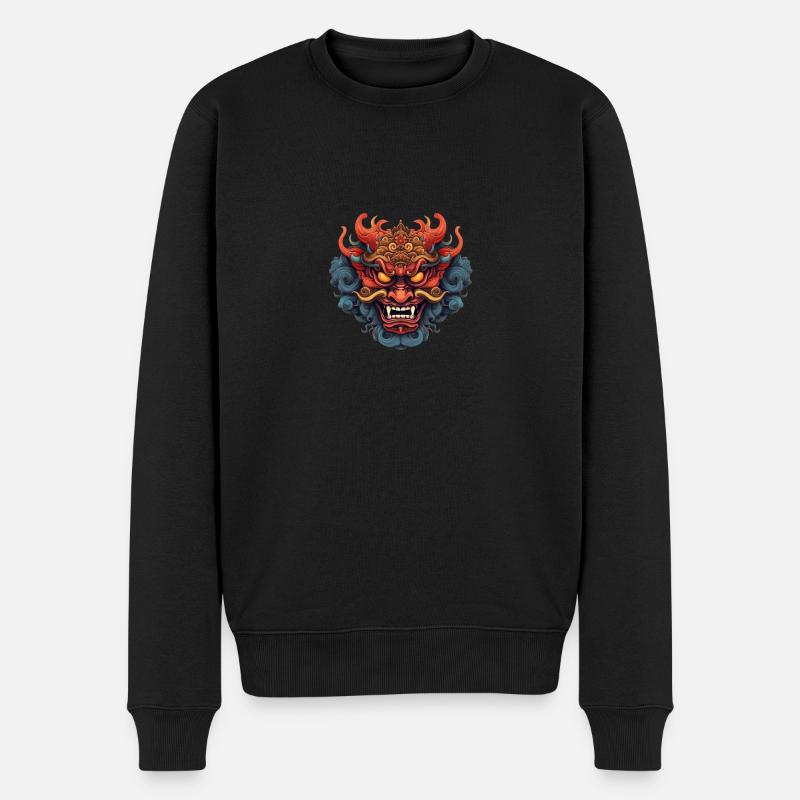 Oni-Maske - Männer Premium Bio Pullover - Schwarz