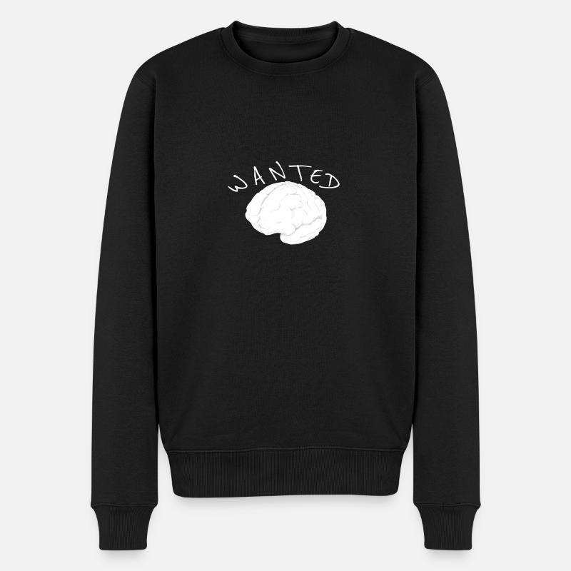 Cerveau Recherché Dessin Blanc - Pull Premium bio Homme - noir