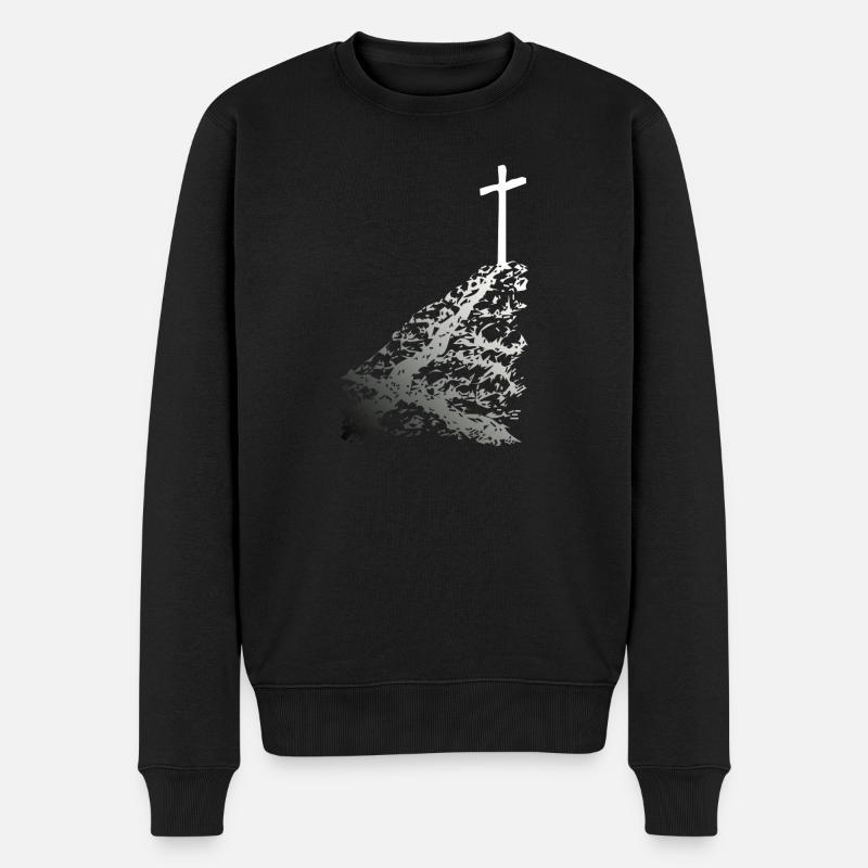 Croix blanche avec ombre - Pull Premium bio Homme - noir