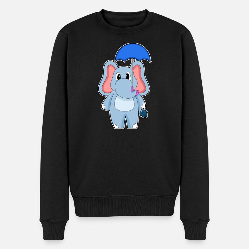 Elefant Regen Regenschirm - Männer Premium Bio Pullover - Schwarz