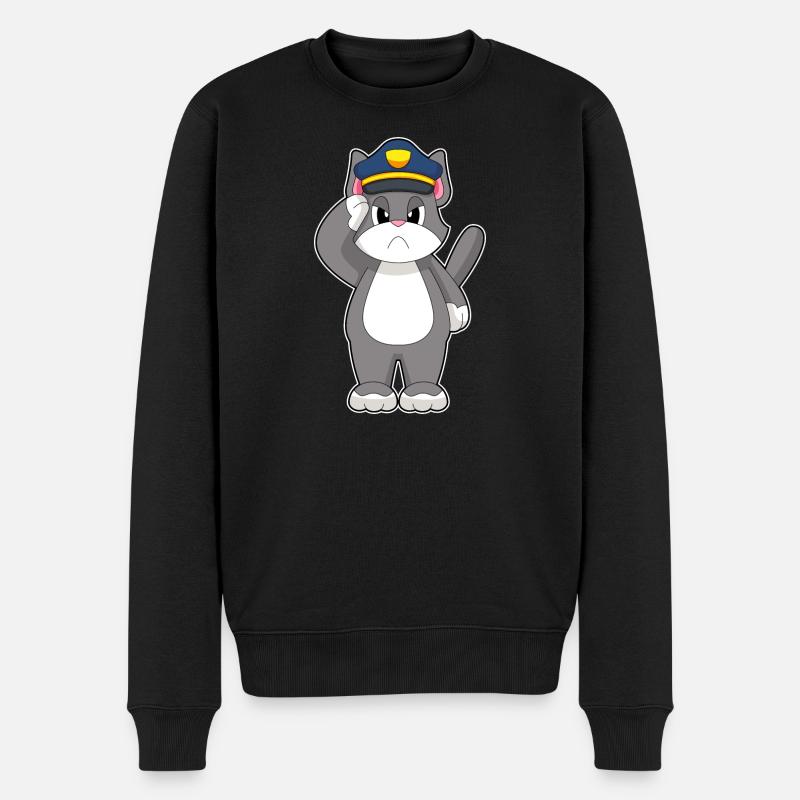 Chat, Policier, Police - Pull Premium bio Homme - noir