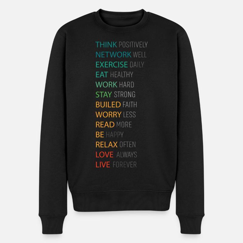 PENSEZ POSITIF - Pull Premium bio Homme - noir