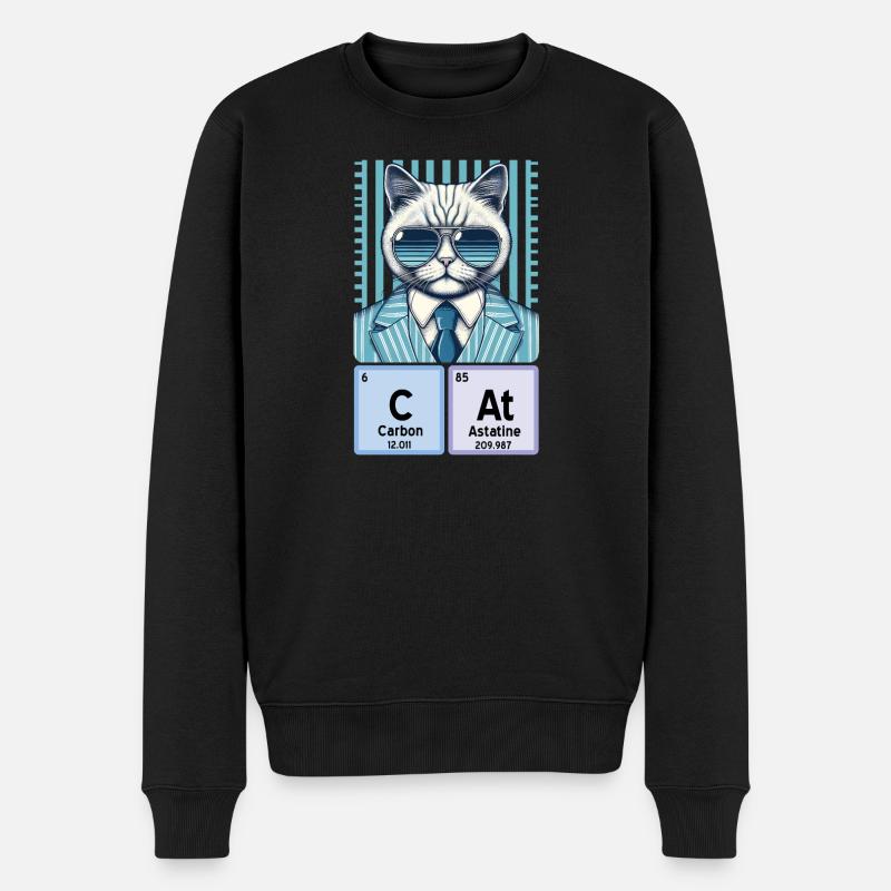 Chemie-Katze: Der coole Katalysator - Männer Premium Bio Pullover - Schwarz