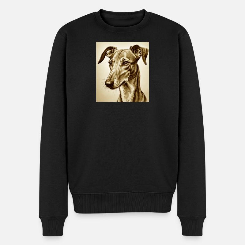 Sepia Windhund Porträt - Männer Premium Bio Pullover - Schwarz