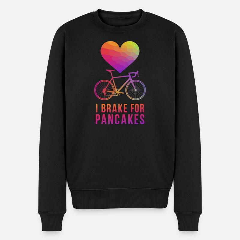 Herz und Fahrrad mit Pfannkuchen Textdesign - Männer Premium Bio Pullover - Schwarz