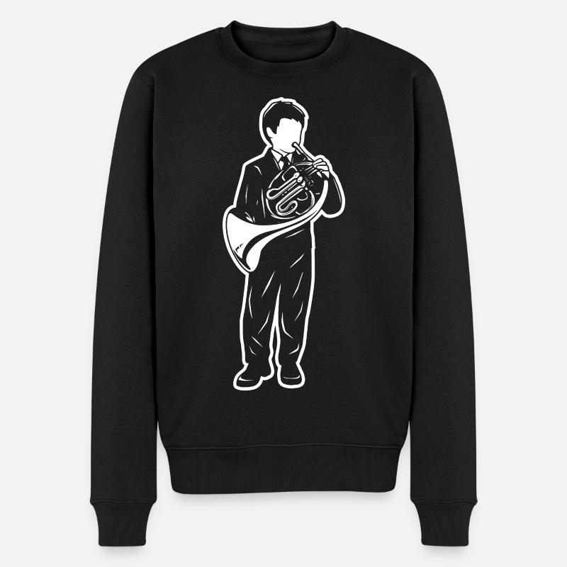 Waldhornjunge Zeichnung - Männer Premium Bio Pullover - Schwarz