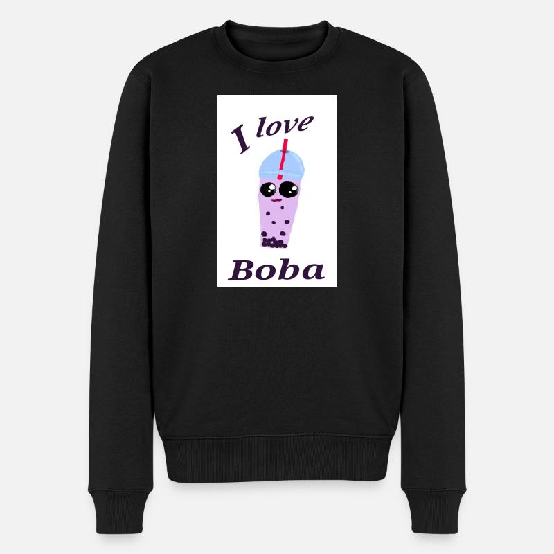 Lustige Bubble Tea Illustration - Männer Premium Bio Pullover - Schwarz
