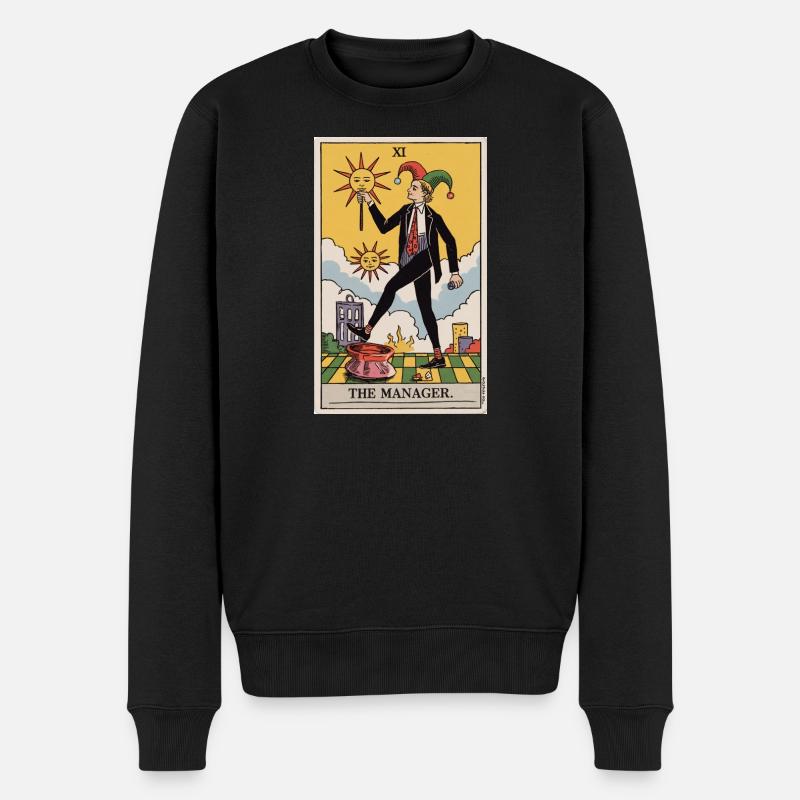 Der Manager Lustiges Tarotkarten-Design - Männer Premium Bio Pullover - Schwarz