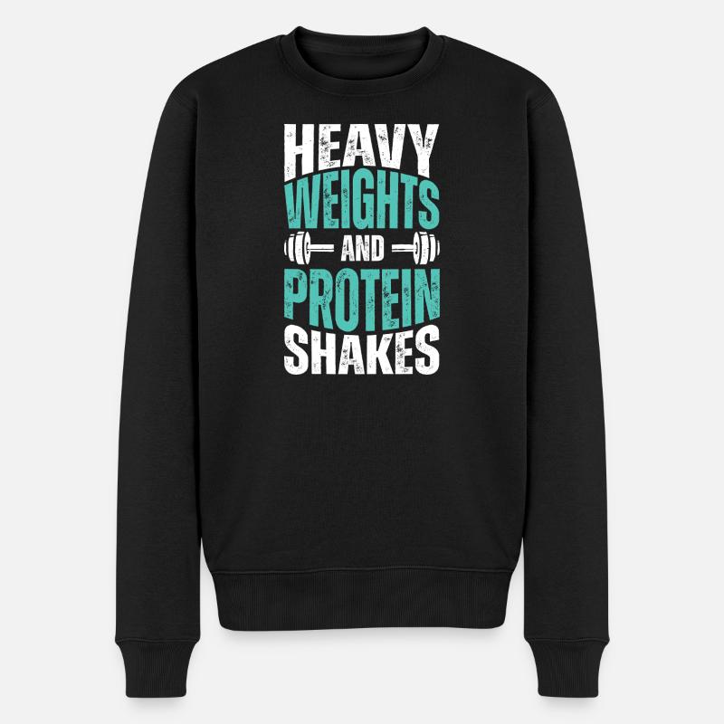 Schwergewichte und Protein Shakes - Männer Premium Bio Pullover - Schwarz
