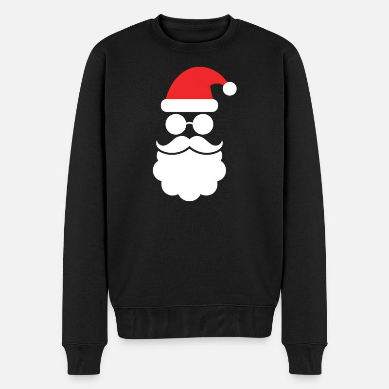 Weihnachtsmann mit Bart Minimal Kopf Design - Männer Premium Bio Pullover - Schwarz