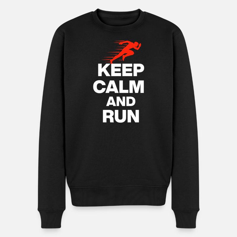 RESTE CALME ET COURS ! - Pull Premium bio Homme - noir