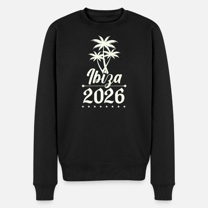 Ibiza 2026 Palmen Silhouette - Männer Premium Bio Pullover - Schwarz