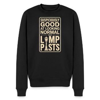 Normal an Laternen aussehen | Geocaching Humor - Männer Premium Bio Pullover - Schwarz - Vorne - Nico (187cm)