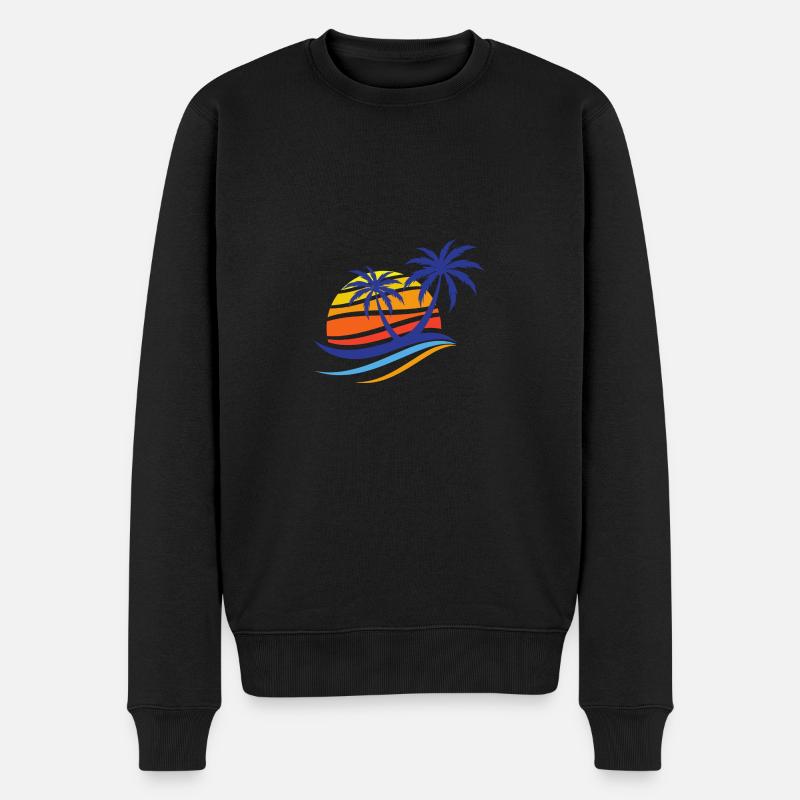 Palme Strand Sonne - Männer Premium Bio Pullover - Schwarz