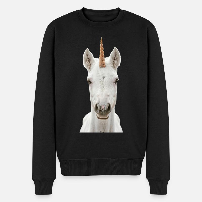 Einhorn - Männer Premium Bio Pullover - Schwarz
