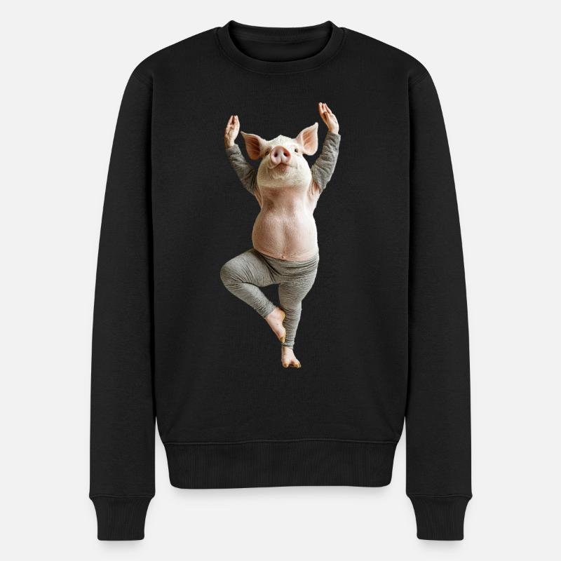 Schwein - Männer Premium Bio Pullover - Schwarz