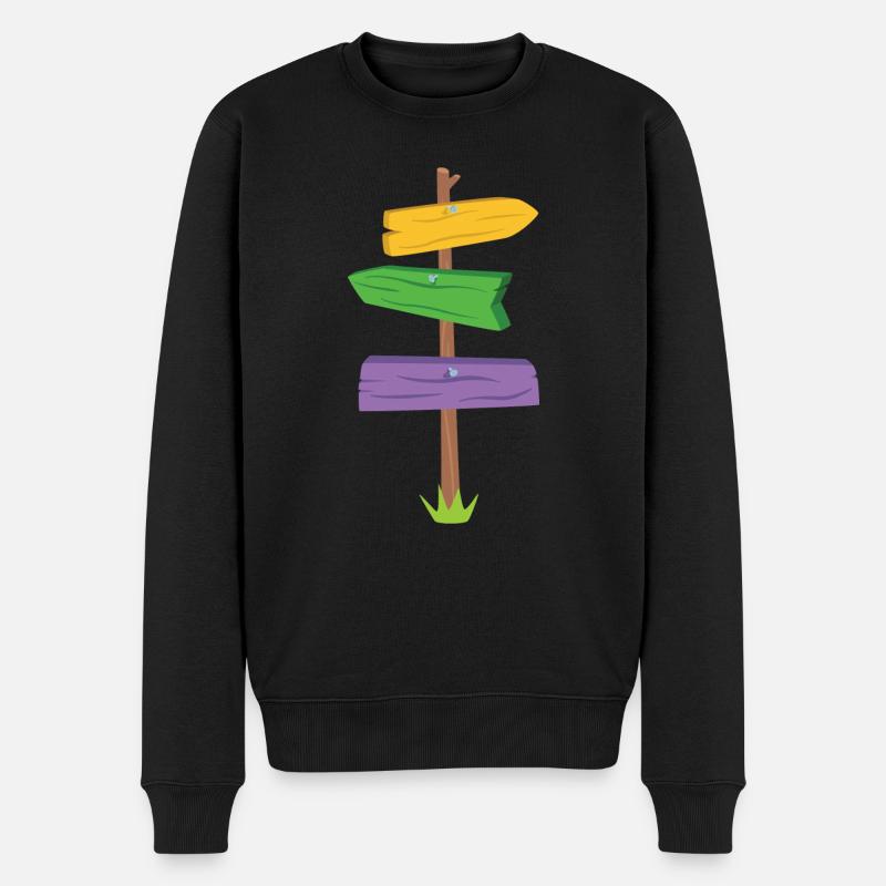 Wegweiser - Männer Premium Bio Pullover - Schwarz