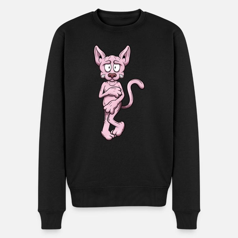 Nackte Sphynx Katze - Männer Premium Bio Pullover - Schwarz