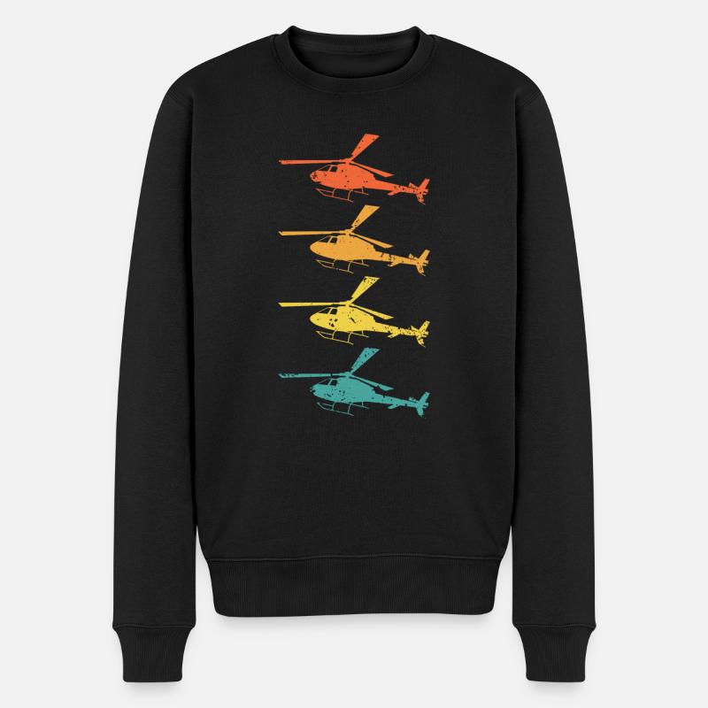 Hubschrauber Retro Geschenk - Männer Premium Bio Pullover - Schwarz