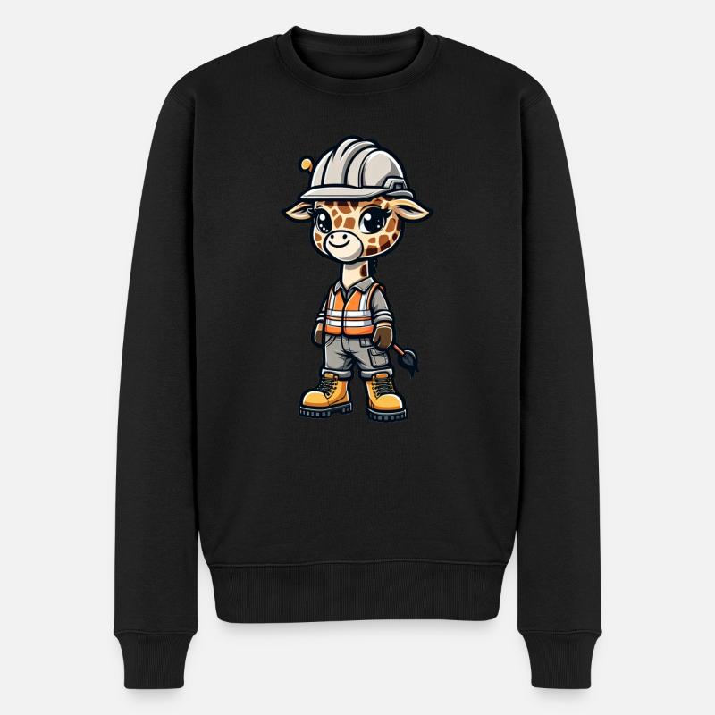 Cute Giraffe Construction Worker - Männer Premium Bio Pullover - Schwarz
