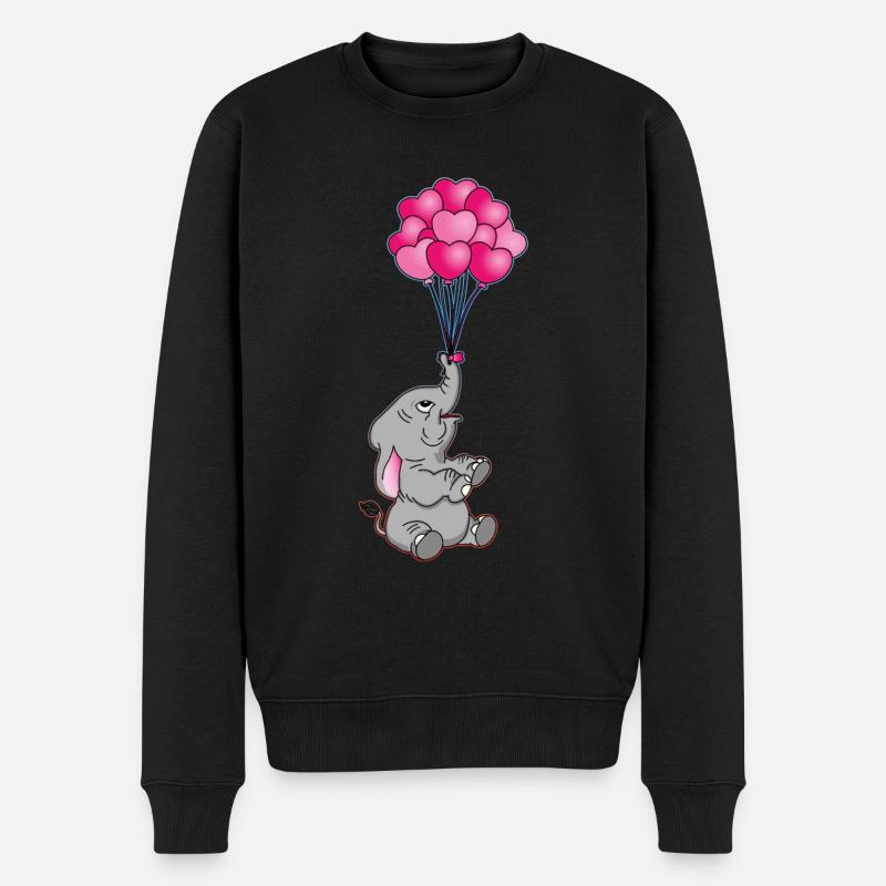 lustiger Elefant mit Herz Luftballons | Elefanten - Männer Premium Bio Pullover - Schwarz