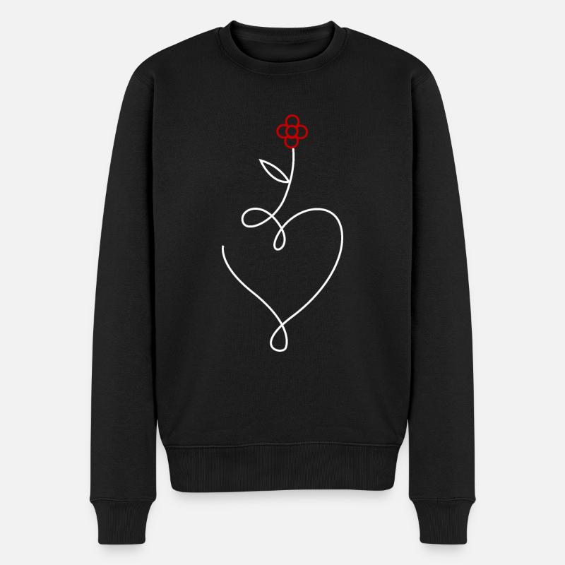 Blume Herz - Männer Premium Bio Pullover - Schwarz