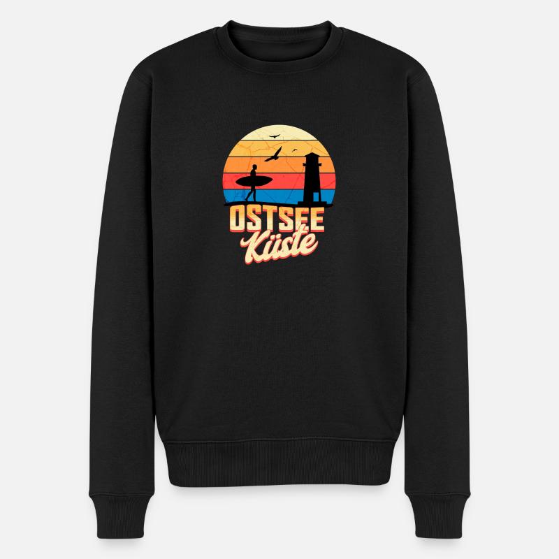 Ostsee Küste – Wellenrauschen und Meerblick - Männer Premium Bio Pullover - Schwarz