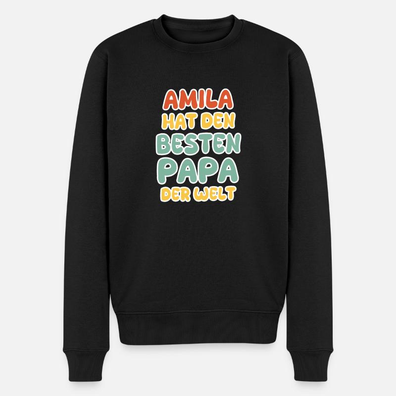Amila als Baby - Männer Premium Bio Pullover - Schwarz