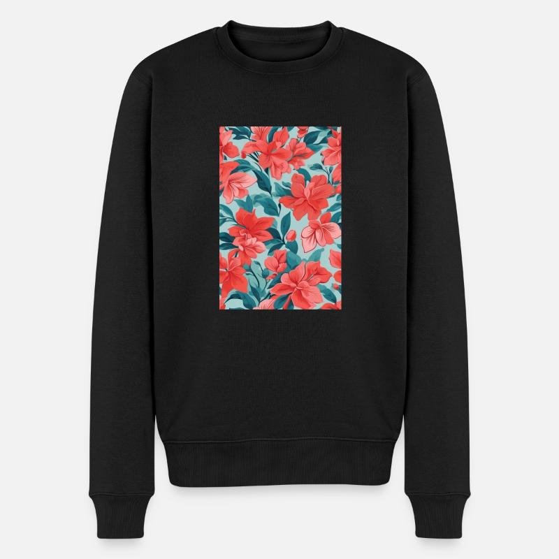 Belles fleurs rouges - Pull Premium bio Homme - noir