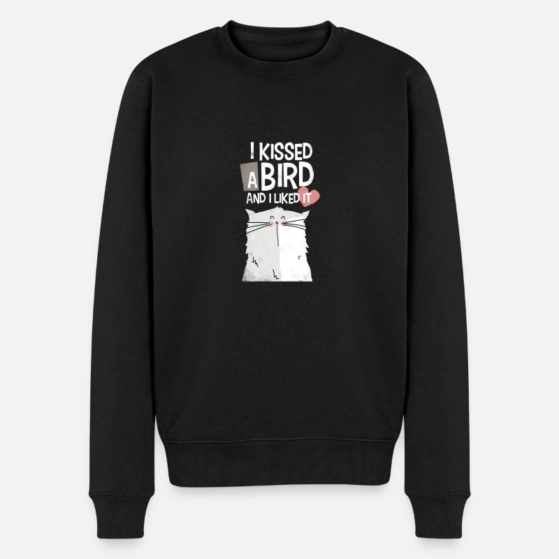 Mrou le chat, i kissed a bird - Pull Premium bio Homme - noir