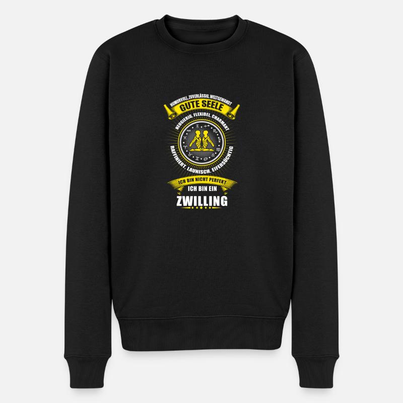 Zwilling Sternzeichen Horoskop Geschenk - Männer Premium Bio Pullover - Schwarz