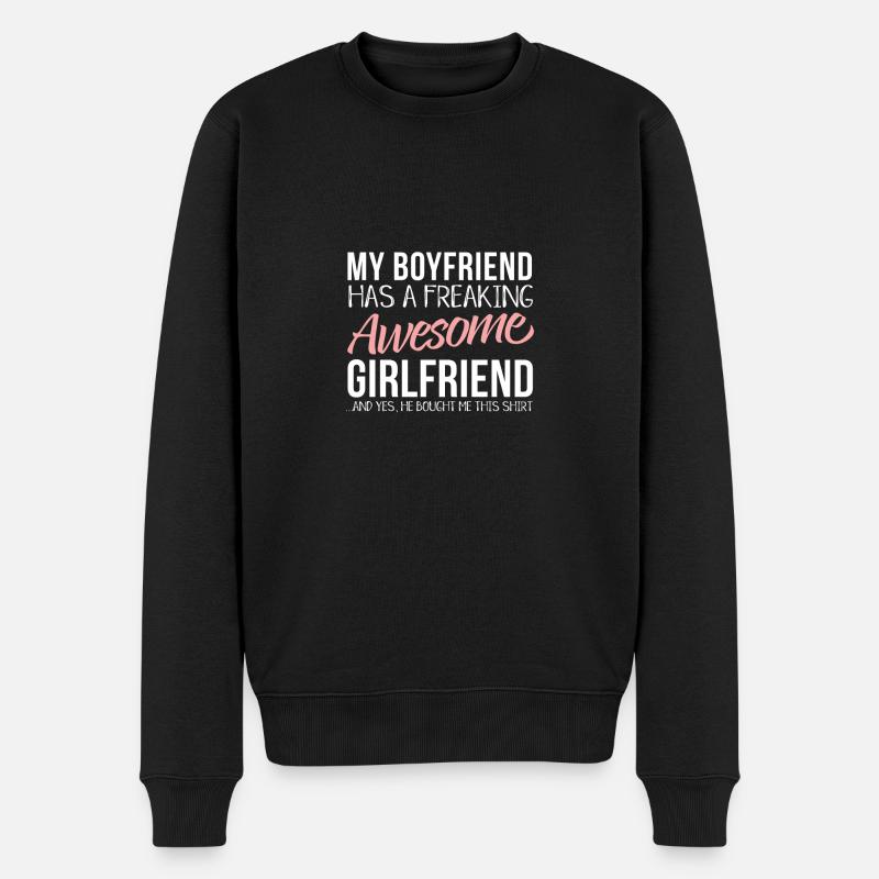 Girlfriend Freundin - Männer Premium Bio Pullover - Schwarz
