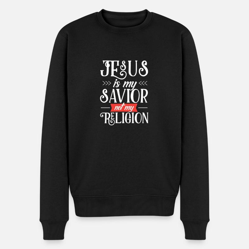 Jesus Religion - Männer Premium Bio Pullover - Schwarz