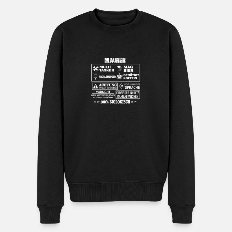Maurer - Männer Premium Bio Pullover - Schwarz