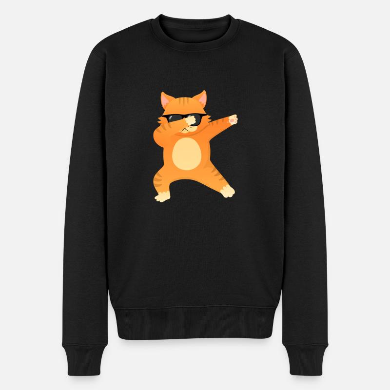 Cat With Sunglasses Dab Dance - Cool Gift - Männer Premium Bio Pullover - Schwarz