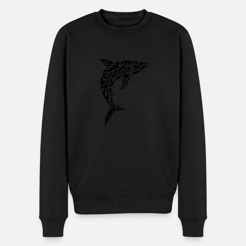 Tribal Hai - Männer Premium Bio Pullover - Schwarz