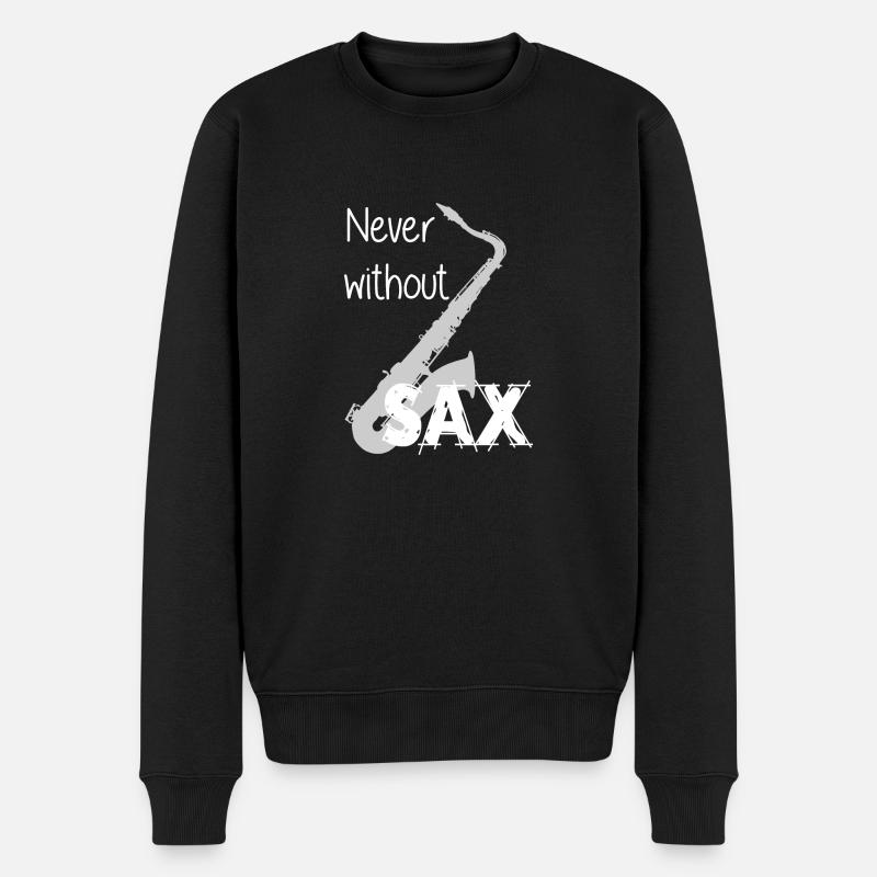 Saxofon / Nicht ohne Saxofon / Jazz / Sax - Männer Premium Bio Pullover - Schwarz