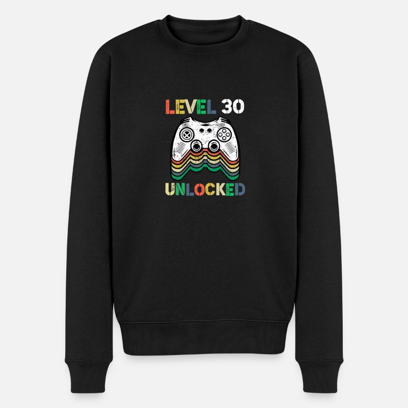 Level 30 freigeschaltet - Männer Premium Bio Pullover - Schwarz