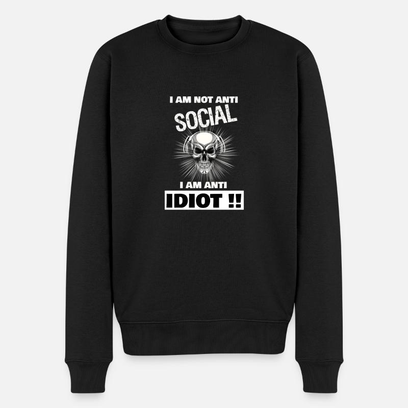 Anti-Sozial - Männer Premium Bio Pullover - Schwarz
