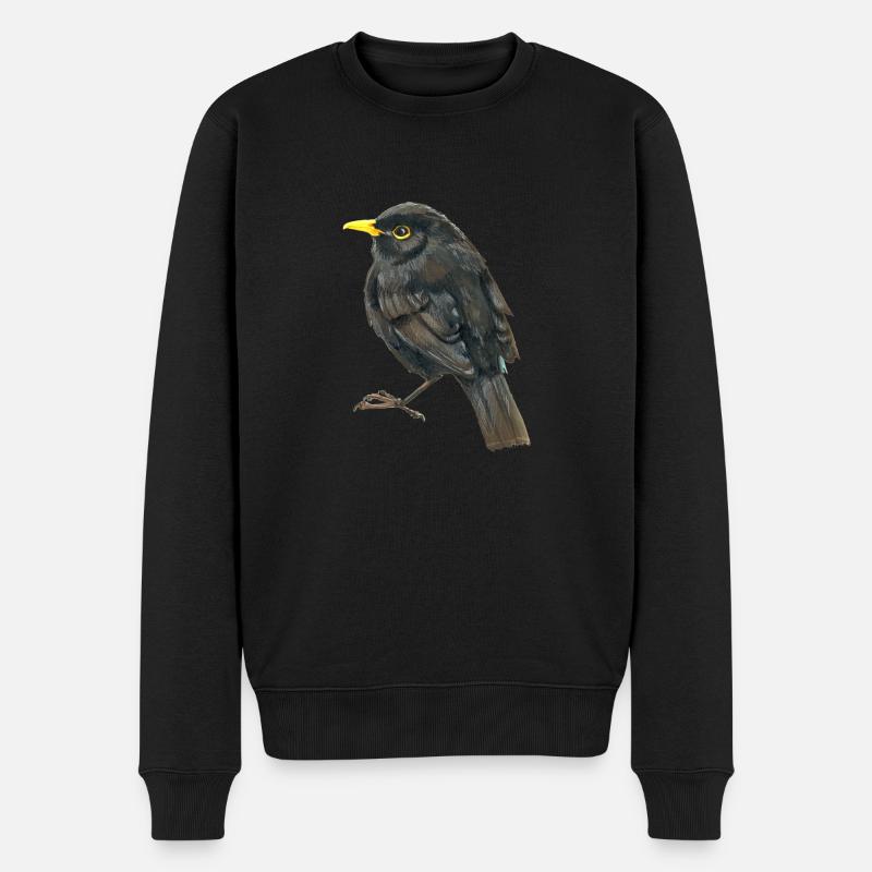 Amsel - Männer Premium Bio Pullover - Schwarz