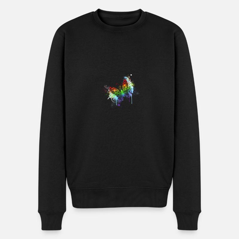 Schmetterling Splash of Colour - Männer Premium Bio Pullover - Schwarz