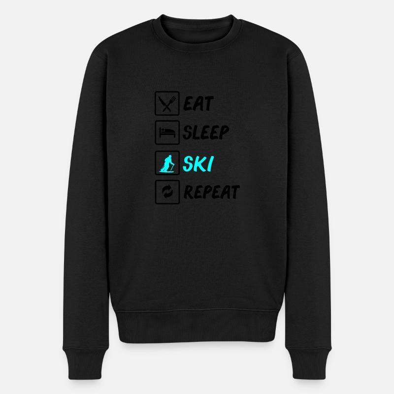eat sleep ski repeat - Pull Premium bio Homme - noir