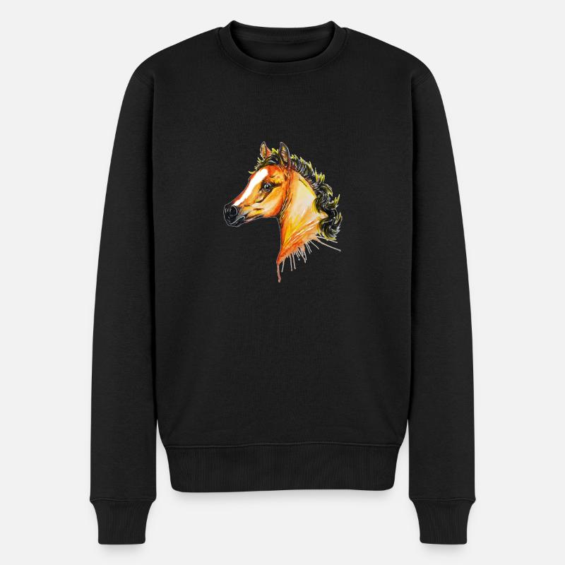 Pferd, arabisches Vollblutfohlen - Männer Premium Bio Pullover - Schwarz