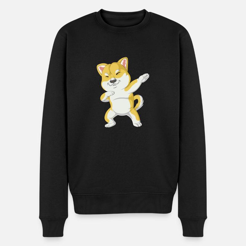shiba inu dabbing - Männer Premium Bio Pullover - Schwarz
