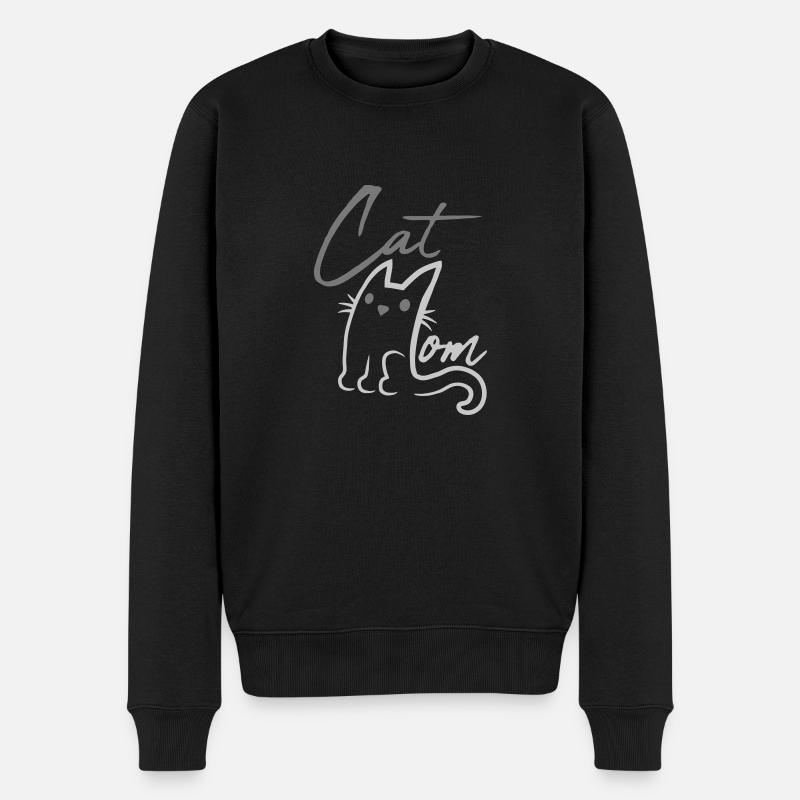 Text Logo Cat Mom - Männer Premium Bio Pullover - Schwarz