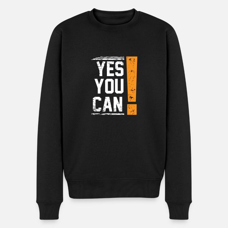 YesYouCan - Männer Premium Bio Pullover - Schwarz