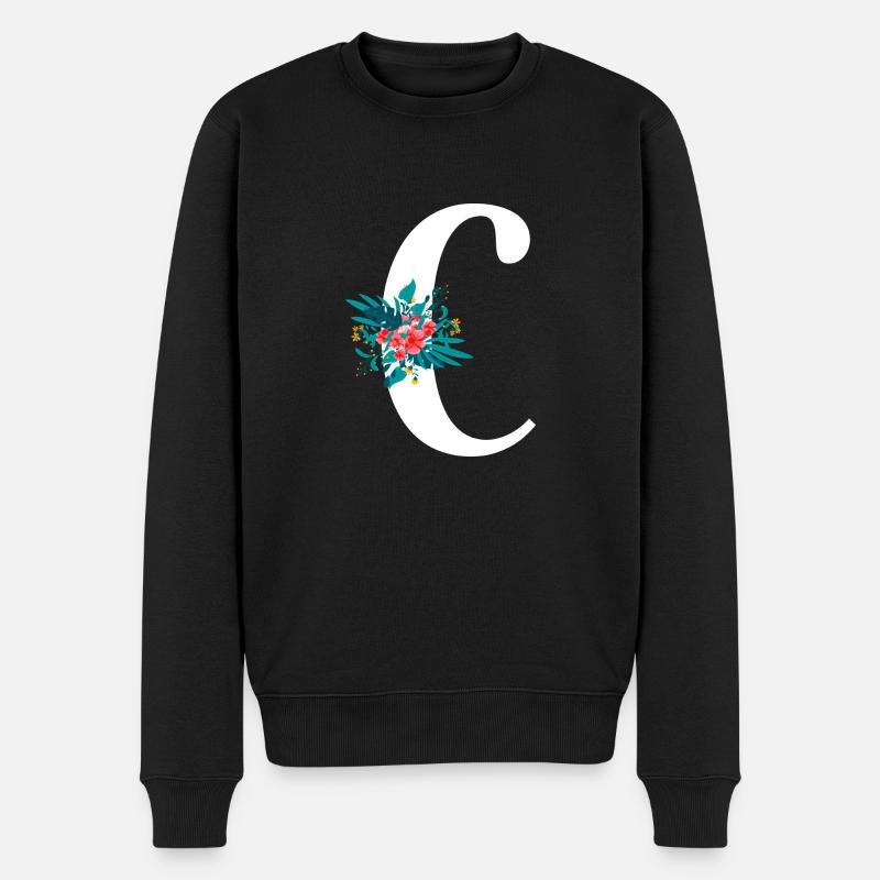 lettre C fleuris - Pull Premium bio Homme - noir