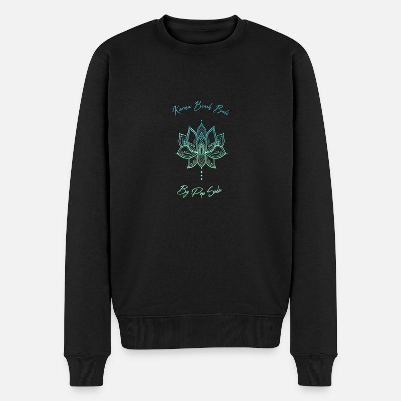 Blaue Lotusblume Karma Beach - Männer Premium Bio Pullover - Schwarz