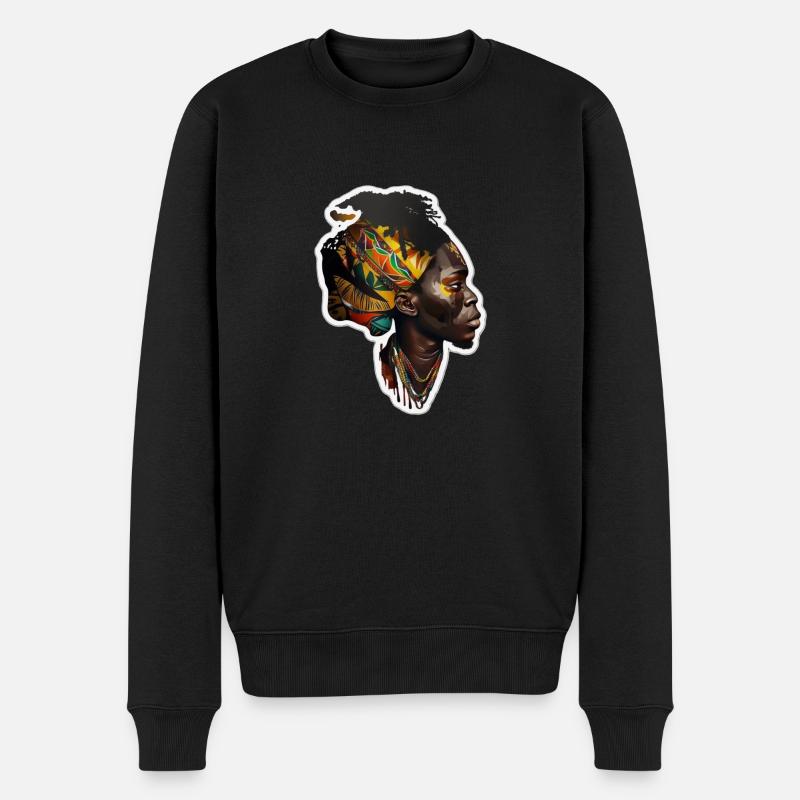 Schwarzafrikanischer Mann - Männer Premium Bio Pullover - Schwarz